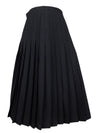 Vintage 70s Wool Mod High Waisted Solid Basic Black A-Line Pleated Midi Skirt | 26 Inch Waist