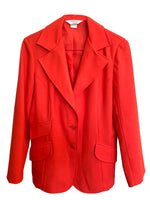 Vintage 60s Mod Psychedelic Hippie Bright Red Collared Button Down Blazer Jacket | Women’s Size M