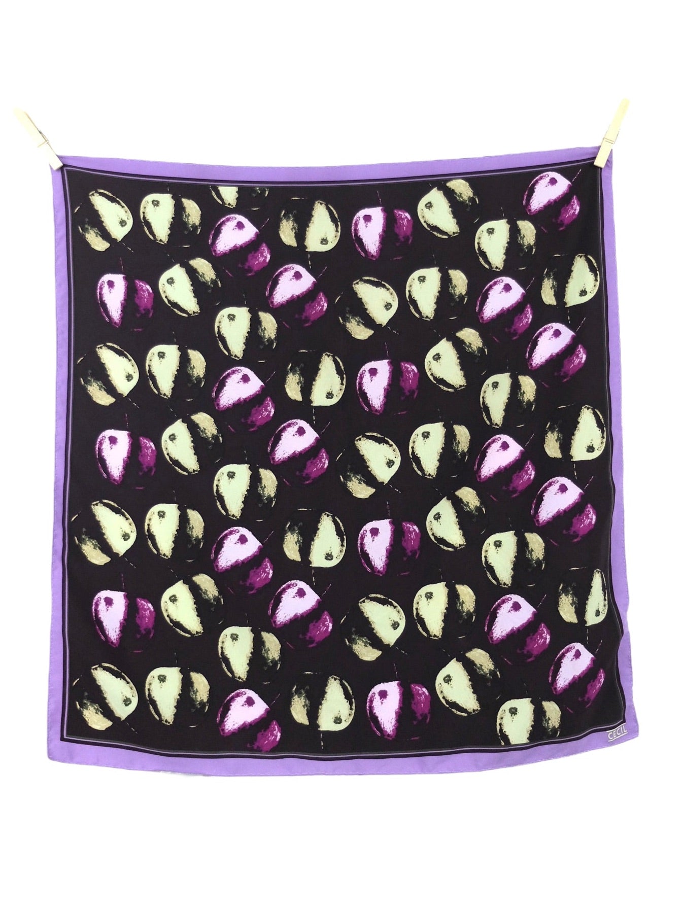 Vintage 00s Y2K Minimalist Goth Abstract Patterned Black & Purple Square Bandana Neck Tie Scarf