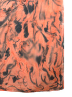 Vintage 90s Silk Hippie Bohemian Handpainted Orange & Black Acid Wash Butterfly Patterned Large Square Bandana Neck Tie Scarf