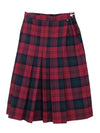 Vintage 80s Mod Punk Rocker Red Tartan High Waisted Pleated Midi Skirt | 24 Inch Waist | Size XS