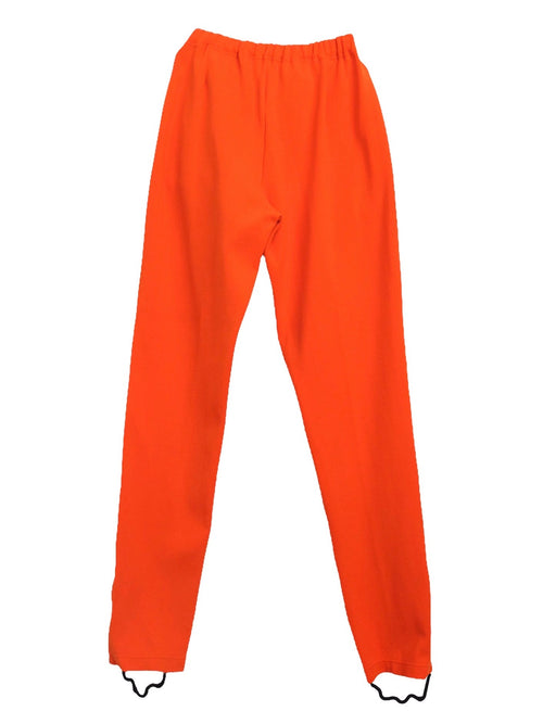Vintage 70s Mod Athletic Funky Bright Orange Solid Basic Stirrup Track Pant Jogger Leggings with Elasticated Waist | Size 26-37 Inch Waist