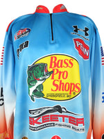 Vintage Athletic Sports Branded Bass Pro Shops Fishing Cycling Biker Style Long Sleeve Jersey Top | Men’s Size L