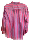 Vintage 70s Mod Western Style Pink Striped Collared Long Sleeve Button Up Cotton Shirt | Size 20 W