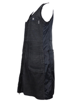 Vintage 90s Utility Streetwear Corduroy Panelled Black Sleeveless Double Zip Up Cargo Mini Dress with Pockets | Size L