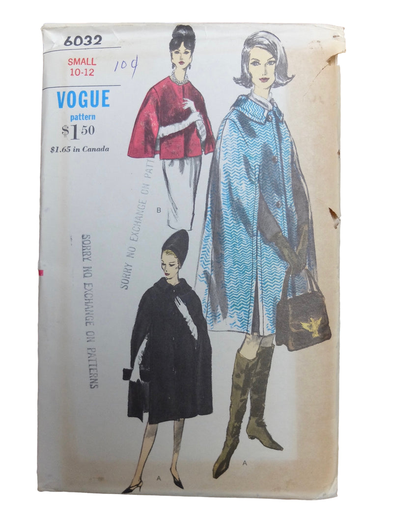 Vintage 60s Mod Space Age Chic Psychedelic Cape or Capelet Sewing Pattern | Size XS