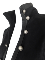 Vintage 2000s Y2K Gothic Grunge Victorian Style Black High Neck Open Fitted Blazer Jacket with Button Details | Size L-XL