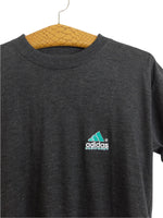 Vintage 80s Adidas Equipment Dark Grey Short Sleeve Crew Neck Basic Solid Logo Cotton T-Shirt