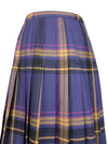 Vintage 80s Preppy Punk Wool Purple & Orange Plaid Check Print A-Line Pleated Midi Skirt | 28 Inch Waist