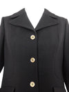 Vintage 70s Wool Blend Mod Avant-Garde Black Structured Collared Button Down Blazer with Gold Buttons | Size M