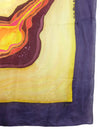 Vintage 80s Silk Psychedelic Rave Abstract Handpainted Large Square Bandana Neck Tie Scarf with Hand-Rolled Hem