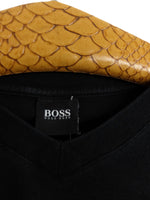 Vintage 00s Y2K Boss by Hugo Boss Black Solid Basic V-Neck Cotton Short Sleeve T-Shirt