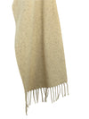 Vintage 80s Bohemian Chic Beige Tan Basic Solid Wide Neck Wrap Around Winter Scarf with Fringe