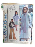 Vintage 70s Mod Hippie Chic Coat Jacket Hooded Scarf and Trouser Pants Multiple Piece Set Sewing Pattern | Size XS-S