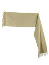 Vintage 80s Bohemian Chic Beige Tan Basic Solid Wide Neck Wrap Around Winter Scarf with Fringe