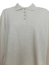 Vintage 80s Utility Streetwear Cream Beige 1/4 Button Up Collared Long Sleeve Cotton Polo Shirt | Size XL