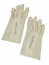 Vintage 60s Mod Hippie Chic Cream Motorcycle Soft Leather Gloves with Embroidered Detail