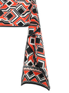 Vintage 70s Mod Psychedelic Glam Rock Red & Black Abstract Geometric Patterned Long Wide Neck Tie Scarf