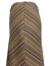Vintage 90s Bohemian Hippie Cottage Brown & Black Diagonal Striped Mid-Rise Circle Midi Skirt | 32 Inch Waist