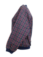 Vintage 80s Preppy Mod Red Blue & Green Tartan Plaid Check Print Zip Up Mockneck Jacket | Size S
