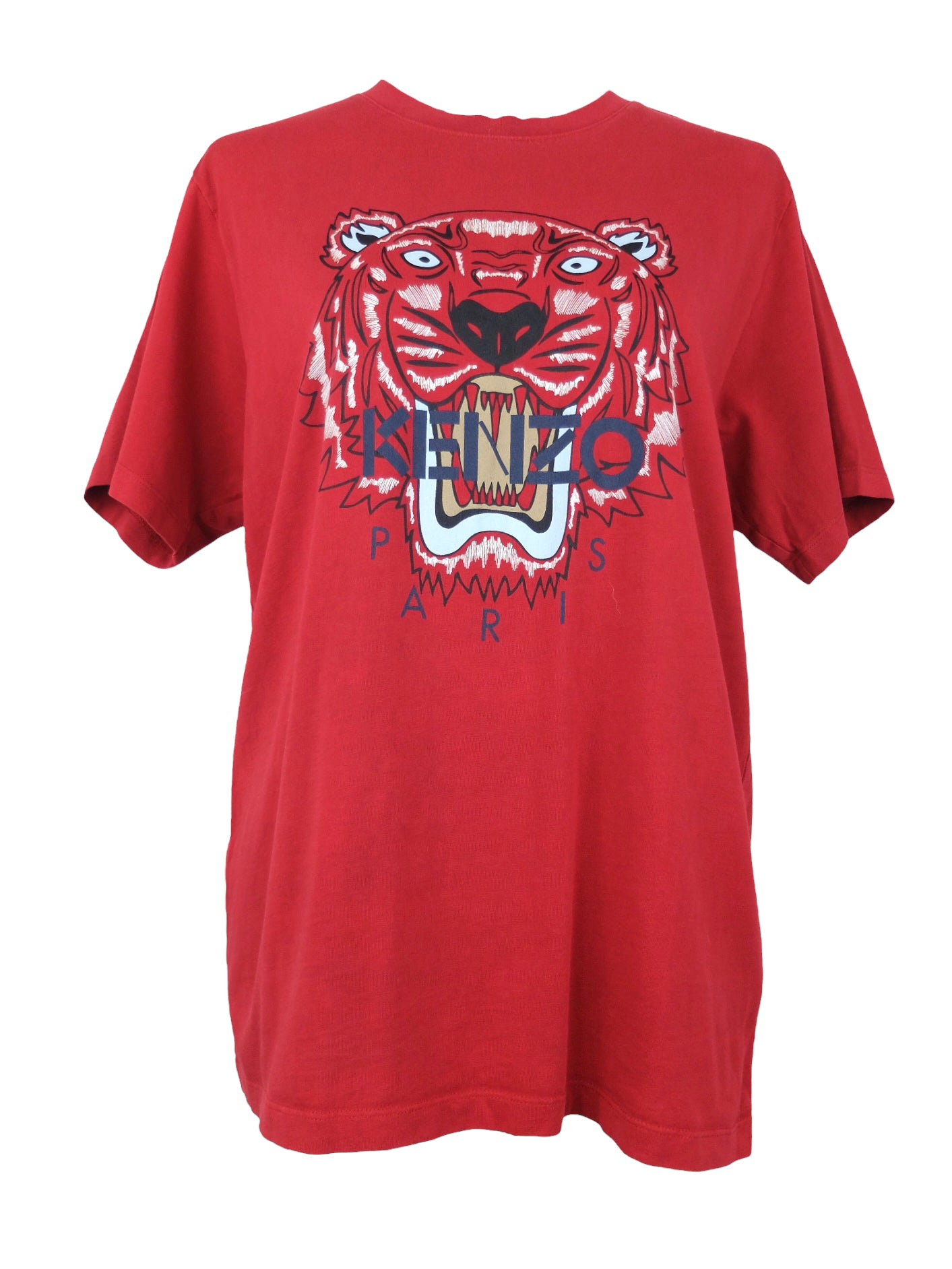 KENZO◆WILDTIGERS/アニマル/タイガー/Tシャツ/S/コットン/RED/総柄/FB62TS9464SW Kenzo Red Tiger Print Short Sleeve Crew Neck Graphic T-Shirt