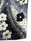 Vintage 60s Mod Psychedelic Black Grey & White Floral Square Bandana Neck Tie Scarf